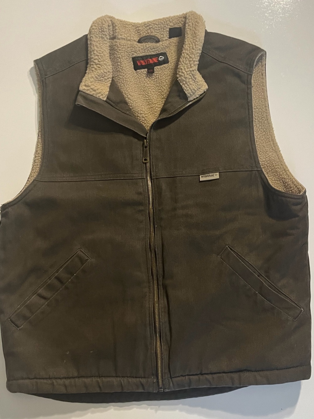 Wolverine | Canvas Sherpa Lined Upland Workwear Utility Vest Large Brown